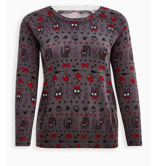 TORRID NWT PULLOVER SWEATER - COTTON STUDIO GHIBLI COLLECTION KIKI GREY - Picture 3 of 5